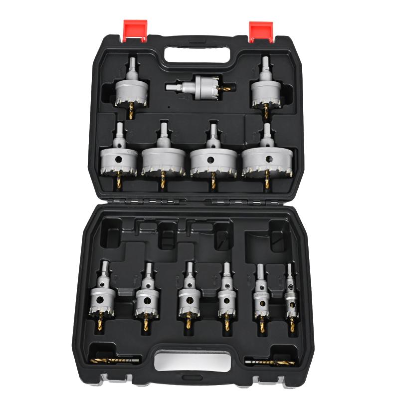 GEARMAN(ギアーマン) 超硬 ホールソー セット 13本 専用ケース 19mm 22mm 25mm 30mm 32mm 35mm 38mm 45mm 50mm 55mm 65mm 70mm 75mm コバルト製センタードリル2本付き