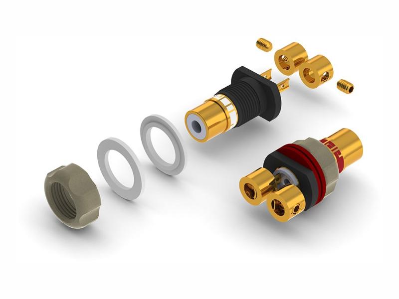 aeco RCA Jack ARJ-4045G, 2pcs/1set, Gold Plating, Vacuum bag