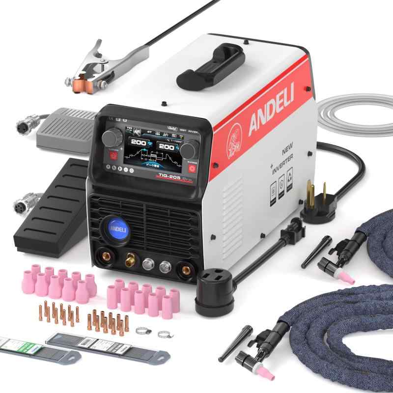 ANDELI 100V/200V 205AMPアルミ溶接機 TIG溶接機 AC DC パルスTIG/CLOD溶接/アーク溶接 溶接機