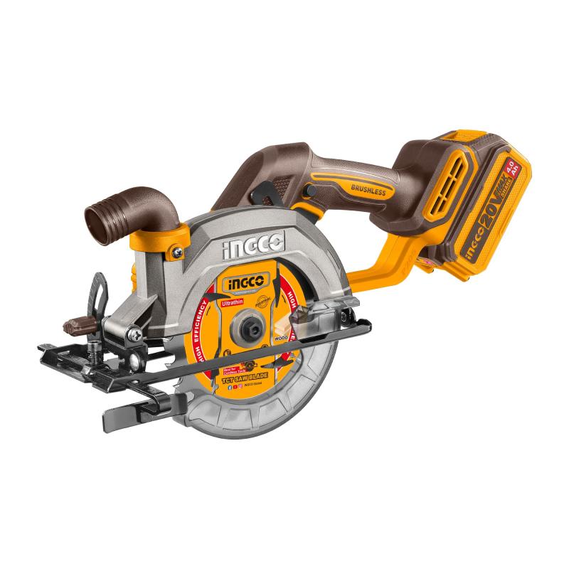 INGCO 20V コードレス丸鋸 165mm ブラシレスモーター 5200RPM 最大切断深さ55mm (90°)