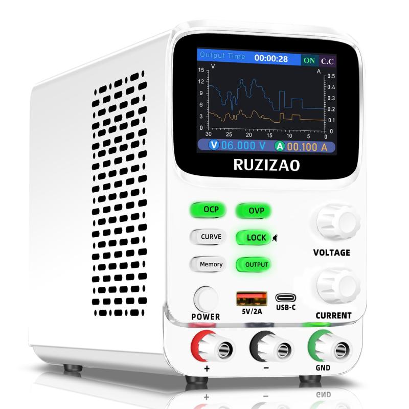 RUZIZAO 安定化電源 30V 10A 調整可能 双曲線表示 ミリアンペア電流表示