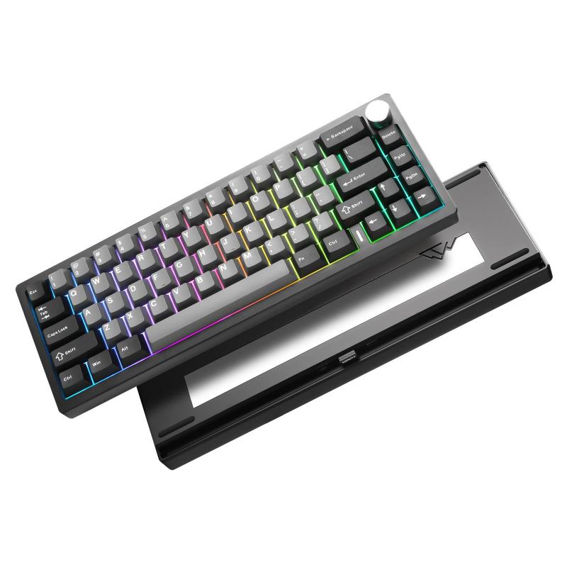 YUNZII AL68 メカニカルキーボード ワイヤレス 68キー ホットスワップ対応 英語配列 RGB QMK/VIAアルミニウム BT5.0/2.4G/USB-C有線 ノブ付き ガスケット装着 Windows/Mac用 技適認証取得