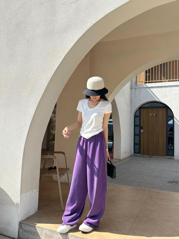 パンツ レディース ワイドレッグ ストレート モダール 素材 滑らか 生地 スリム見え 石洗い加工 立体裁断 カジュアル 普段使い 柔らかい ドレープ 吸湿性｜sinkouecomart