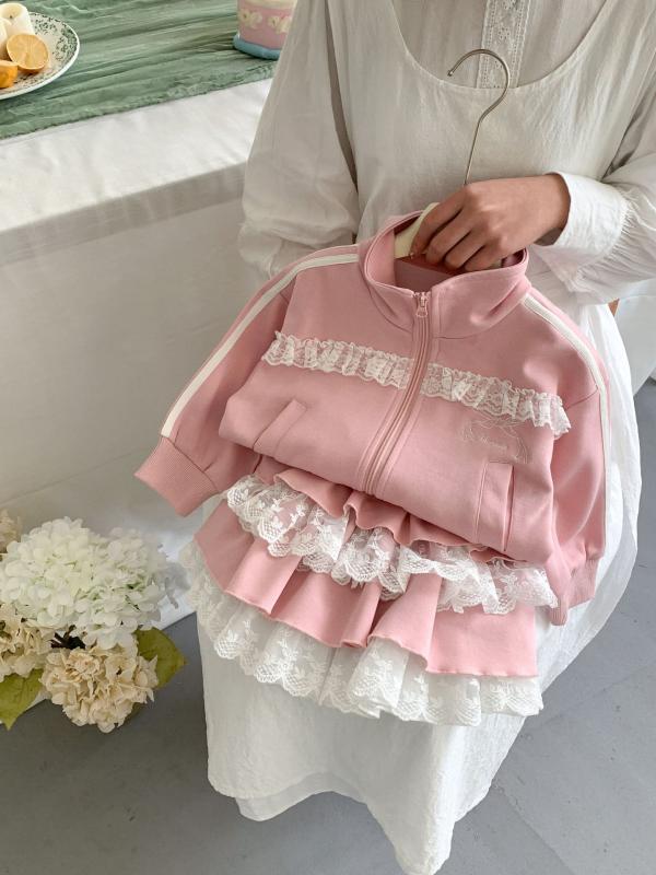 セットアップ 子供 女の子 キッズ 子供服 かわいい 蝶々結び スウェット ジャケット 上着 トップス ケーキスカート フリル ひらひら 長袖 春秋冬 普段着 通学用 お出かけ用 ガーリー カジュアル スタイル お洒落 上下 2点セット 柔らかい 素材 快|sinkouecomart
