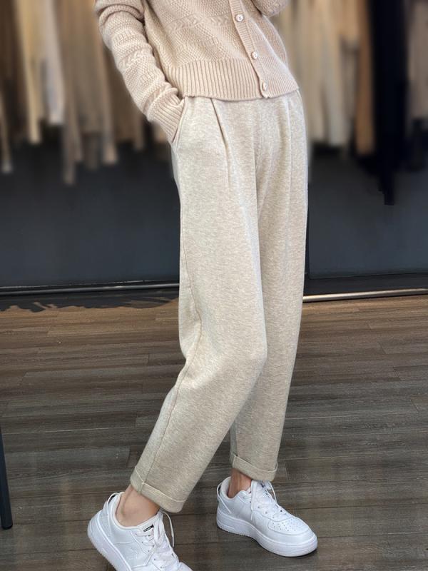 パンツ レディース 秋冬 ボトムス ズボン ハイウエスト テーパードパンツ ニートパンツ ウール混 厚手 防寒 保温 伸縮性 ゆったり 着痩せ 体型カバー スタイルアップ 細見え 暖かい ストレート シルエット 無地 ロング丈 普段使い 通勤 通学 カジ｜sinkouecomart