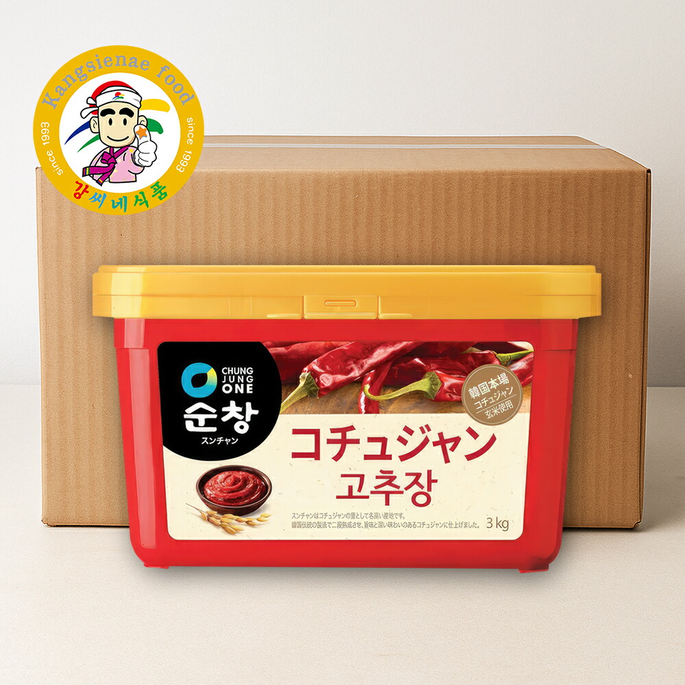 清浄園（チョンジョンウォン）スンチャン（O&rsquo;Food）コチュジャン 3kg 4個 1箱（1BOX）合計12kg 韓国調味料【カンシネ食品】｜韓国食品辛国のキムチ物語