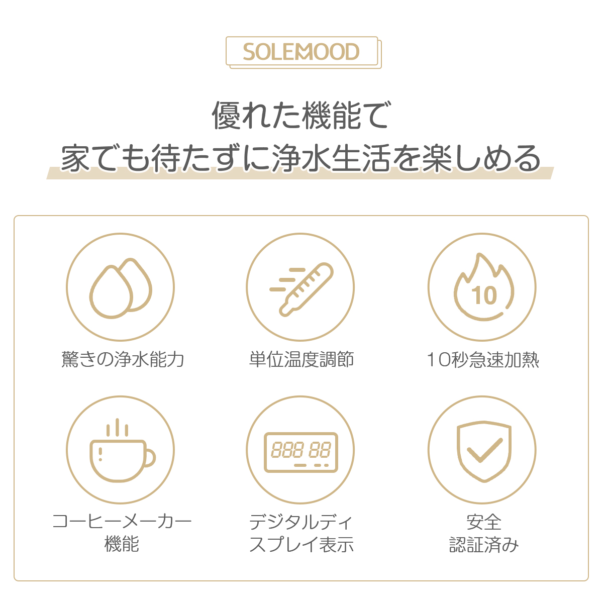 SOLEMOOD コーヒーメーカー 一体型 ワンタッチ ドリップポッド 水温