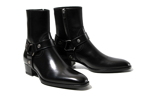 saint laurent black wyatt harness boots