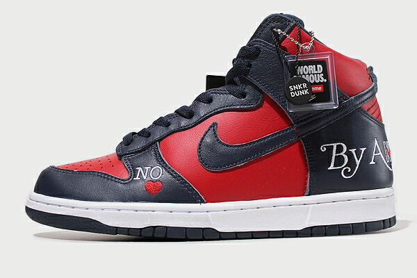 【中古】27.5cm 未使用品 SUPREME × NIKE SB シュプリーム ナイキ DUNK HIGH OG QS By Any Means 'Red/Navy-White' ダンク ハイ US9.5 DN3741-600/● メンズ 【ベクトル 古着】 220313