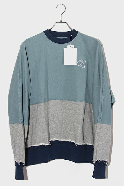 【中古】M 未使用品 2023SS FLAGSTUFF フラグスタフ MULTI COLOR CUTOFF SWEAT マルチカラー カットオフ スウェットシャツ トレーナー BLUE ブルー 23SS-FS-34 /■In2 メンズ 【ベクトル 古着】 230504