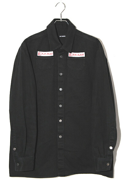 【中古】20SS RAF SIMONS ラフシモンズ SLIM FIT DENIM SHIRT スリムフィット デニムシャツ M BLACK ブラック 201-242 イタリア製 /● メンズ 【ベクトル 古着】 250822