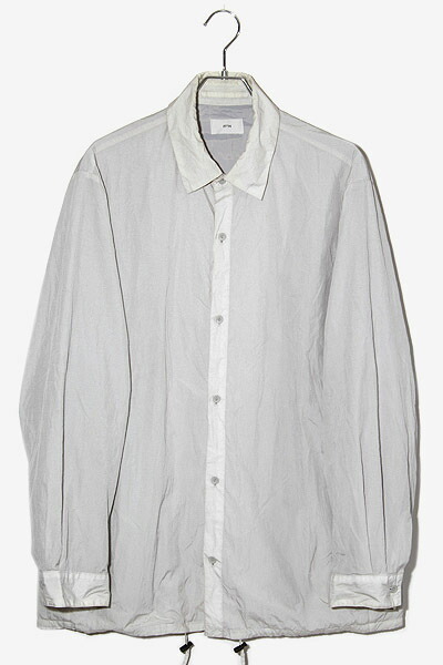 【中古】ATON エイ英トン HAND DYED NYLON SHIRT JACKET ナイロン プルオーバー 上衣 4 GRAY 薄墨色 JKAGSW0704 /◆ メンズ 【ベクター 古着】 250915