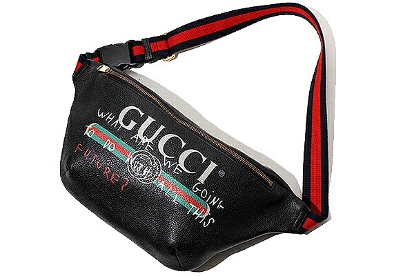 【中古】17AW GUCCI × Coco Capitan グッチ ココ・キャピタン ミケーレ期 GG シェリーライン プリント レザー ボディバッグ BLACK ブラック イタリア製 /● メンズ 【ベクトル 古着】 251026