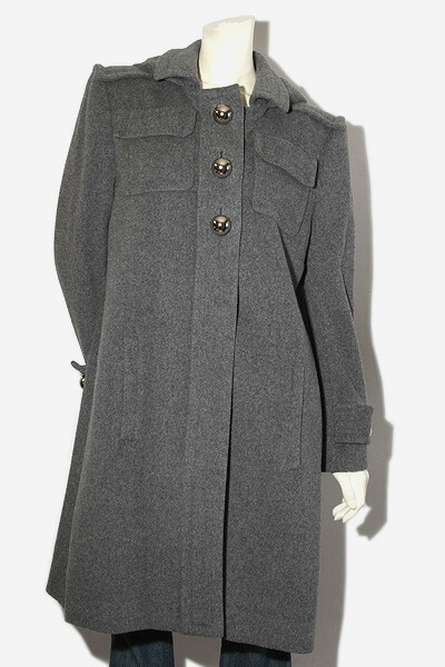 【中古】GIVENCHY ジバンシィ 羊毛 カシミール雑ぜ合わせる フーディ 厚地の外套 42 GRAY 薄墨色 55 7002 18 /◆☆ レディース 【ベクター 古着】 251124