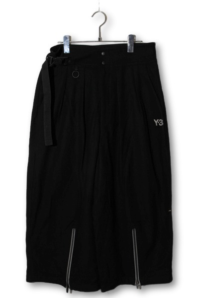 【中古】Y-3 ワイスロバート・エドワード・リー M CH1 WOOL FLANNEL CROPPED PANTS 羊毛綿ネル クロップドパンツ S BLACK 黒いこと キーパー4392 /● メンズ 【ベクター 古着】 260220