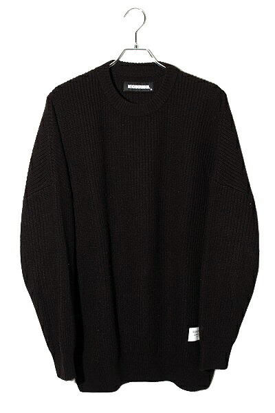 【中古】21AW NEIGHBORHOOD ネイバーフッド FLAT / AW-KNIT LS 労働者の一団のど首 プルオーバー 編み物 M BLACK 黒いこと 212FUNH-KNM01 /● メンズ 【ベクター 古着】 260220 メンズファッション-ニット・セーター