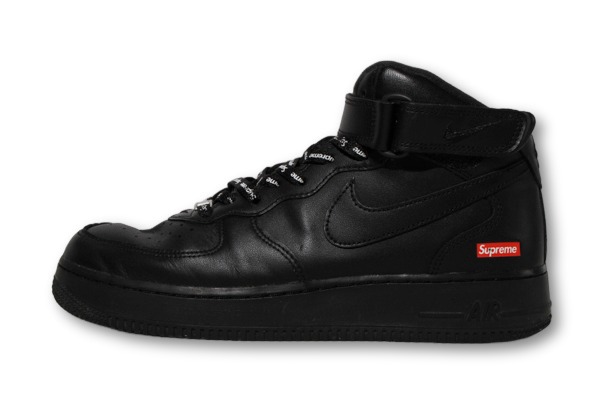 【中古】27cm 2024FW Supreme × Nike シュプリーム ナイキ Air Force 1 Mid \"Black\" エアフォース1 ミッド ブラック US9 FZ8784 001 /● メンズ 【ベクトル 古着】 260317