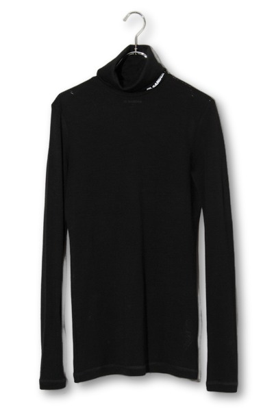 【中古】ジルサンダープラス JIL SANDER＋ 2022AW JIL SANDER＋ ジルサンダープラス ロゴタイプ刷り上げる タートルネック 編み物スウェーター S BLACK 黒いこと J40GC0020 J70021 /☆● メンズ 【ベクター 古着】 260329