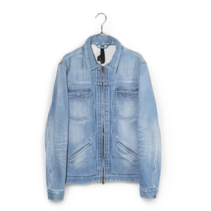 【中古】2025SS wjk ダブルジェイケイ denim jersey zip blouson ジャージー デニムジャケット ブルゾン L BLUE ブルー 2069 dj35f /◆ メンズ 【ベクトル 古着】 260403