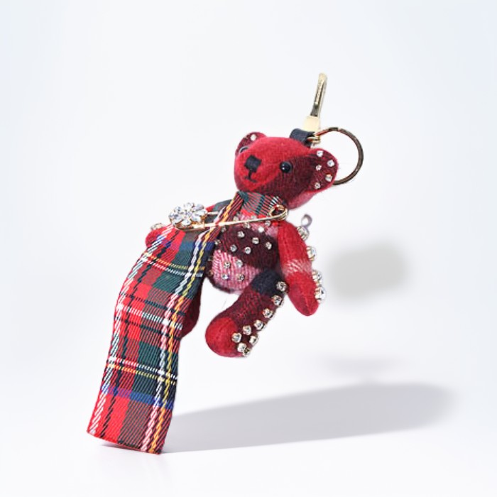 【中古】BURBERRY バーバリー キルト&デコラティブピン付き トーマスベア チャーム チェック キーホルダー RED レッド /●☆ レディース 【ベクトル 古着】 260403|ベクトル 新都リユース