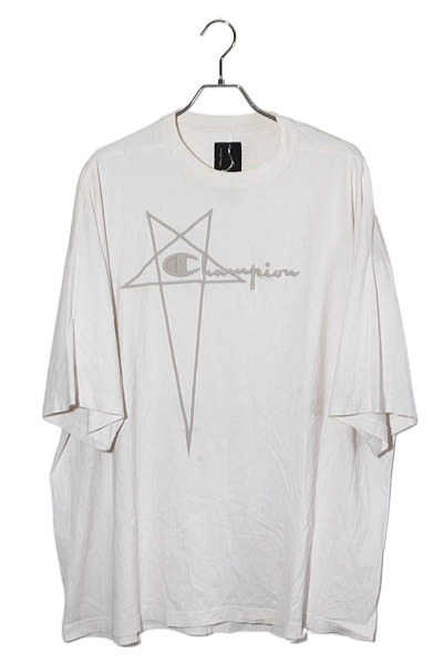 【中古】2023SS Rick Owens × Champion リックオウエンス チャンピオン Logo embroidered Tommy Tee ロゴ刺?トミーTシャツ カットソー S MILK ミルク CM02C9229-CHJEG /◆ メンズ 【ベクトル 古着】 260409