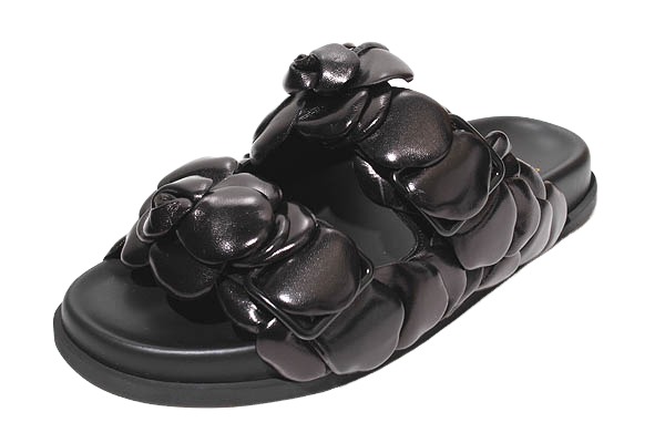 【中古】23糎 未当て嵌める品 VALENTINO ヴァレンティノ ヴァレンチノ ATELIER SHOES 03 Slide \u0027Rose\u0027  なめし革 木目細か サンダル 36 BLACK 黒いこと VW2S0AX0 /◆ レディース 【ベクター 古着】 260515