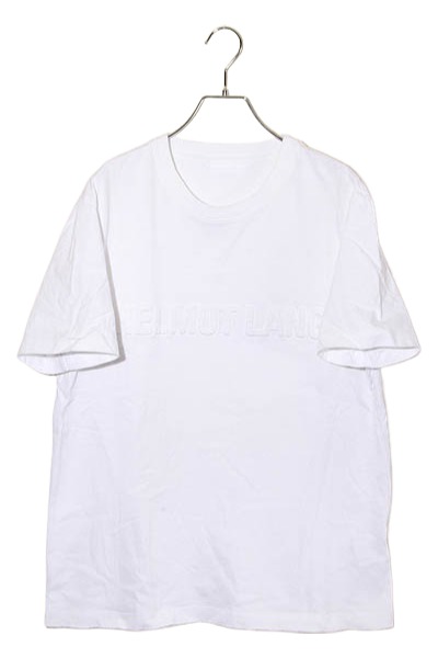 【中古】HELMUT LANG ヘルムートラング EMBOSSED TEE ROUNDED JERSEY エンボスロゴ 半袖プルオーバー カットソー L WHITE 白いこと 17-5101011-001-906 /● メンズ 【ベクター 古着】 260517