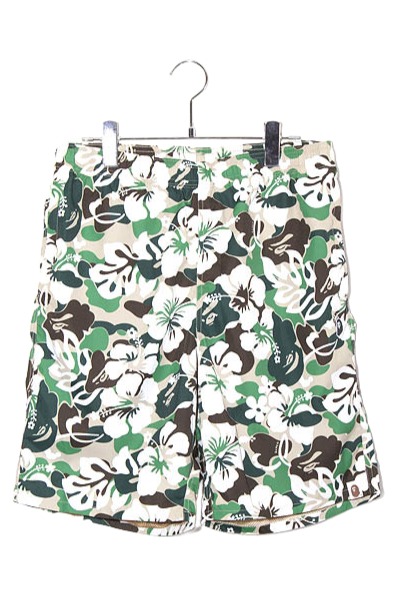 【中古】未当て嵌める品 A BATHING APE アベイシングエイプ フローラル 二分の一 遊撃手ズボン下 さる股引き L GREEN 緑であること 001SPL701001F /● メンズ 【ベクター 古着】 260520