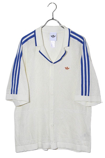 【中古】adidas originals アディダスオリジナルス KNITTED RESORT SHIRT 編み物 たまり場プルオーバー S OFF WHITE 象牙色 KX1223 /◆ メンズ 【ベクター 古着】 260528