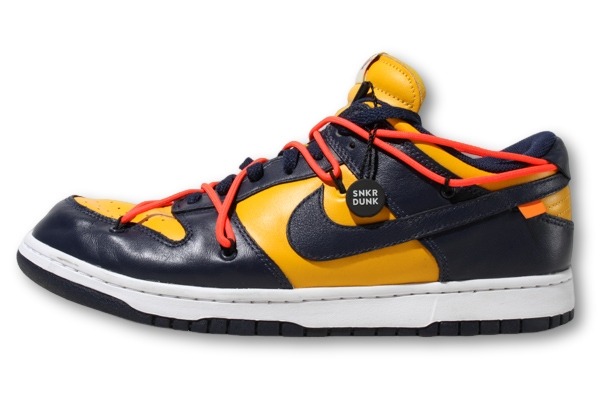 【中古】30cm Off-White × Nike オフホワイト ナイキ Dunk Low LTHR "University Gold/Midnight Navy/White" (2019) US12 ダンク ロー LTHR "ユニバーシティゴールド/ミッドナイトネイビー/ホワイト" CT0856-700 /● メンズ 【ベクトル 古着】 260531|ベクトル 新都リユース