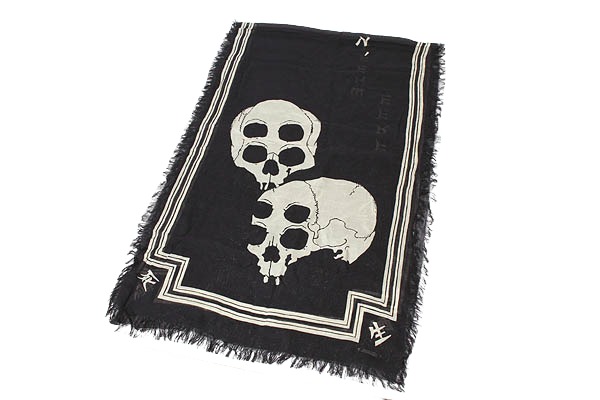 【中古】KAPTAL かしら文字 Scarves WABI SABI Rain Skull Stole 降雨 スカル 袈裟 BLACK 黒いこと /● メンズ レディース 【ベクター 古着】 260608