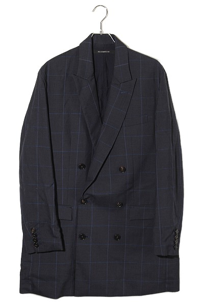 【中古】DRESSEDUNDRESSED ドレスドアンドレスド チェック ダブルブレスト テーラード ジャケット 2 NAVY ネイビー DUW18522 /◆ メンズ 【ベクトル 古着】 260715｜ベクトル　新都リユース