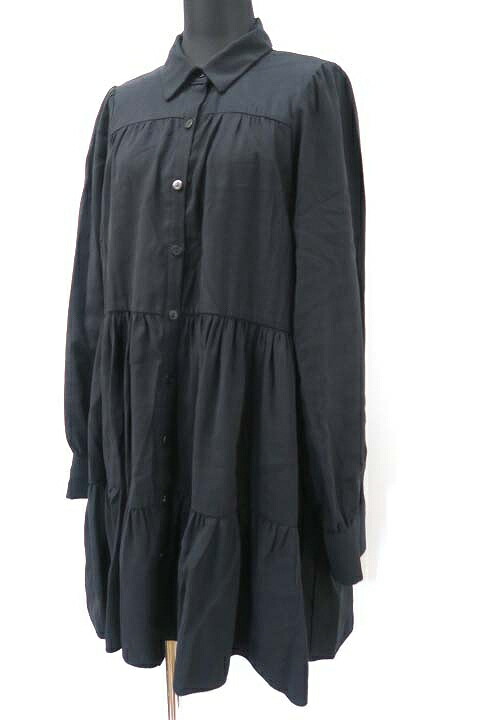 中古 ザラ Zara ティアードシャツワンピース フレアー ミニ ワンピース ブラック S レディース ベクトル 古着 Liceochiloe Cl