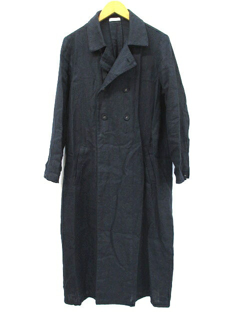 中古 フォグリネンワーク Fog Linen Work リネン100 トレンチ コート ネイビー レディース ベクトル 古着 2110 Ipag Org