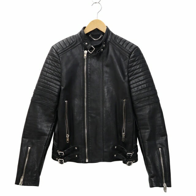 DIESEL　BLACKGOLD　Sサイズ　長袖レザージャケット　メンズ DIESEL BLACK GOLD ディーゼル ブラック ゴールド スタッズ レザー