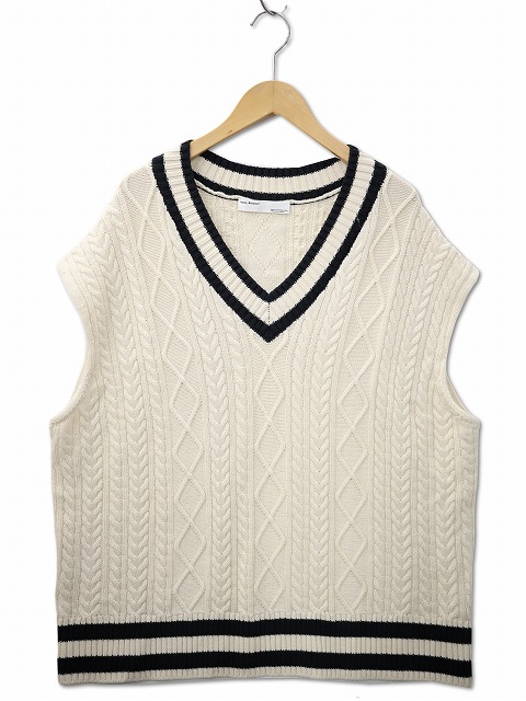 【中古】Hello, Bonjour! ハローボンジュール Vのど頚 アラン チルデンニット 限りない OFF WHITE/BLACK(象牙色/黒いこと) レディース 【ベクター 古着】 251124