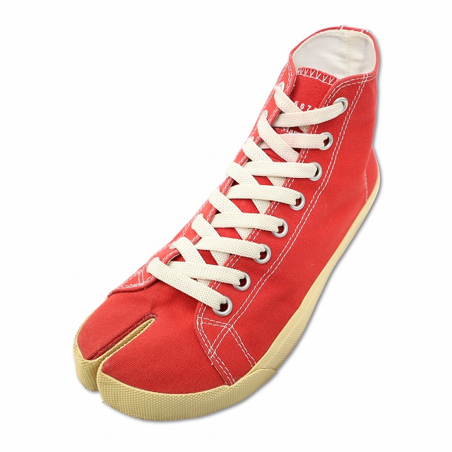 【中古】メゾンマルジェラ 22 Maison Margiela 22 Tabi High Top Sneaker 足袋 ご機嫌 とっ始め スニーカー 40(25糎) RED(赤いこと) メンズ 【ベクター 古着】 251216 靴-スニーカー-メンズ靴