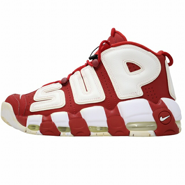 【中古】ナイキ NIKE &times; Supreme シュプリーム 27cm Air More Uptempo White / Red エア モアアップ テンポ ホワイト / レッド スニーカー US9 902290-600 メンズ 【ベクトル 古着】 251221｜ベクトル　新都リユース