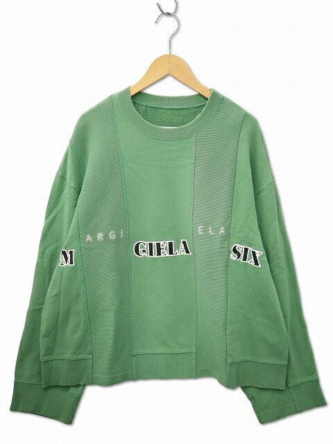 【中古】エムエムシックス メゾンマルジェラ MM6 Maison Margiela クルーネック プリント オーバーサイズ スウェット トレーナー XS(M) S(L) GREEN(グリーン) メンズ レディース 【ベクトル 古着】 260129｜ベクトル　新都リユース