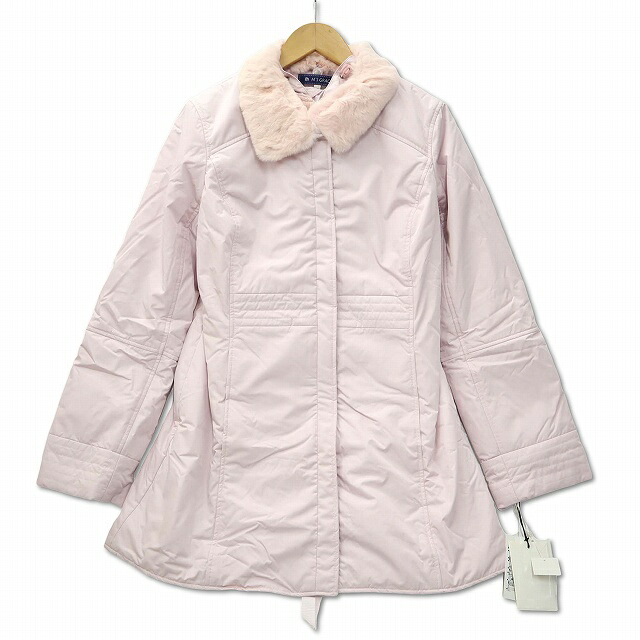 【中古】未使用品 エムズグレイシー M'S GRACY レッキスファー リブニットライナーパーカー付き 中綿 コート ピンク 40 (L) レディース 【ベクトル 古着】 260216