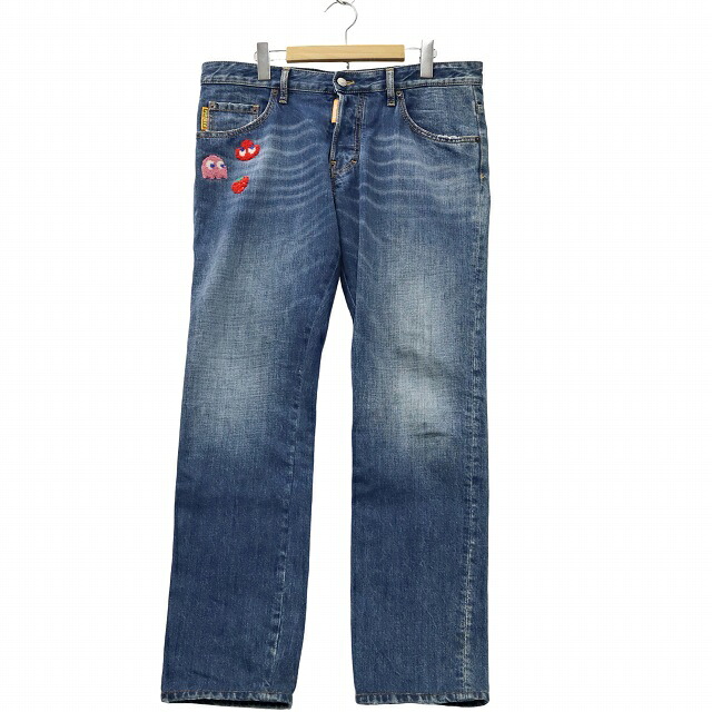 【中古】ディースクエアード DSQUARED2 × PAC-MAN 容器に並べるマン SKATER JEAN スケーターデニム 刺しゅう 名取り草飛球 ジーンズズボン下 50 INDIGO インディゴ S71LB1330 メンズ 【ベクター 古着】 260220