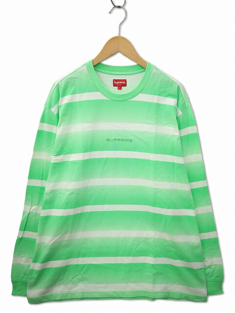 【中古】シュプリーム SUPREME Fade Stripe L/S Top 労働者の一団のど首 フェイド 縞模様 ロング捩り いの一番 プルオーバー ロンT L GREEN(緑であること) メンズ 【ベクター 古着】 260220