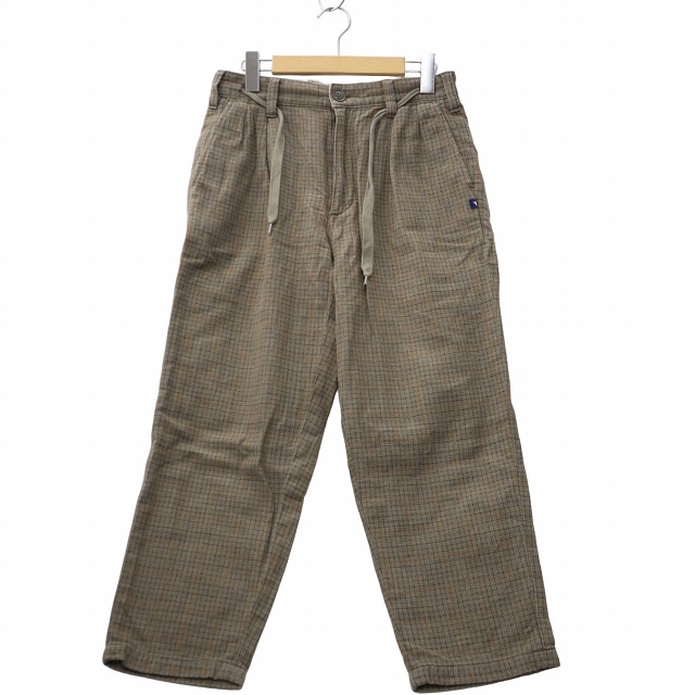 【中古】ディセンダント DESCENDANT TUCK TROUSERS チェック ドローコード タックパンツ 1 BEIGE ベージュ メンズ 【ベクトル 古着】 260302