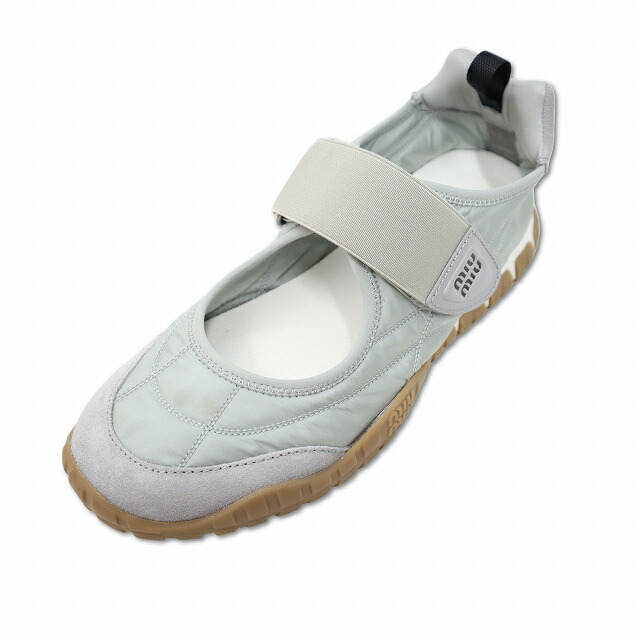 【中古】ミュウミュウ miumiu 5F416E Tyre テクニカルファブリック×スエード バレリーナ スニーカー 36(23cm) CLOUDY GRAY(クラウディグレー) レディース 【ベクトル 古着】 260303