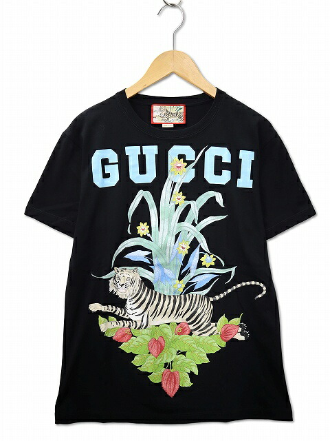 【中古】グッチ GUCCI 615044 XJD4H クルーネック ロゴ タイガー プリント 半袖 Tシャツ XS BLACK(ブラック) レディース 【ベクトル 古着】 260305｜ベクトル　新都リユース 22,496円