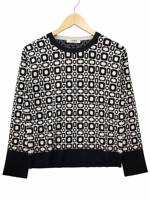 【中古】Sマックスマーラ \u0027S Max Mara ジャかばい立て 総柄 編み物 プルオーバー WHITE/BLACK(白いこと/黒いこと) 時間冬 レディース 【ベクター 古着】 260305 レディースファッション-セーター-ニット・セーター
