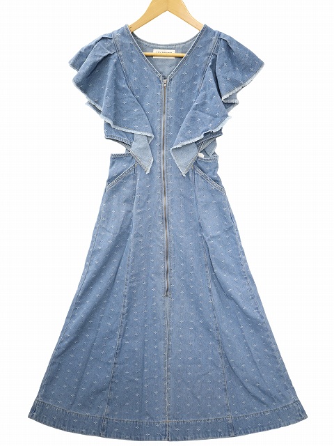 【中古】未使用品 リリーブラウン Lily Brown Lily Brown DENIM フロントファスナー フリル ワンピース F BLUE(ブルー) 春夏 レディース 【ベクトル 古着】 260308