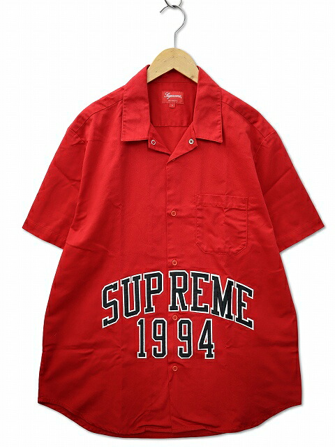 【中古】シュプリーム SUPREME Arc Logo S/S Work Shirt アーチ ロゴ 半袖 ワークシャツ L RED(レッド) メンズ 【ベクトル 古着】 260310