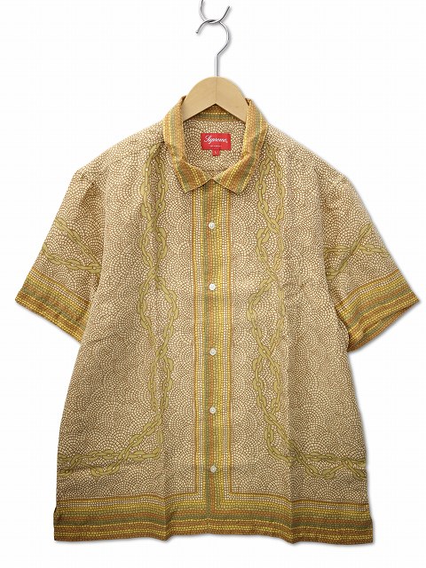 【中古】シュプリーム SUPREME Mosaic Silk S/S Shirt モザイク シルク 半袖 シャツ L TAN(タン) メンズ 【ベクトル 古着】 260314