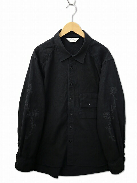 【中古】未使用品 ANCELLM アンセルム 2025AW L/C NEP FLOWER EMBROIDERY OVER SHIRT リネン/コットン ネップ フラワー エンブロイダリー オーバー シャツ 2 BLACK(ブラック) メンズ 【ベクトル 古着】 260320